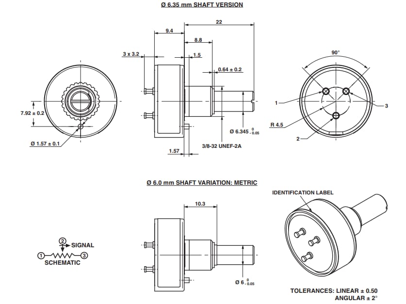 Vishay / Spectrol Model 357 Bushing Mount Potentiometers
